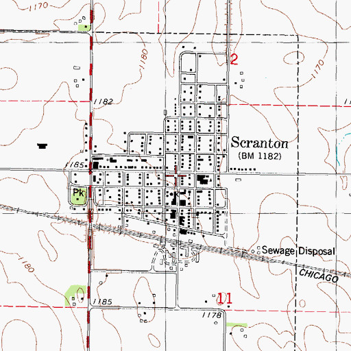 Topographic Map of Scranton, IA