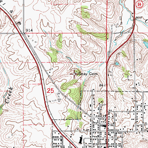 Topographic Map of Seay Cemetery, IA