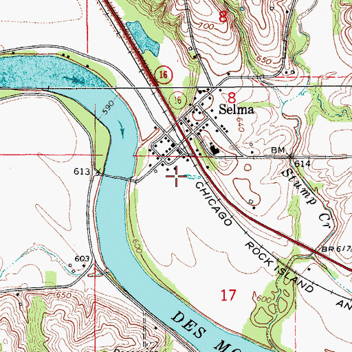 Topographic Map of Selma, IA