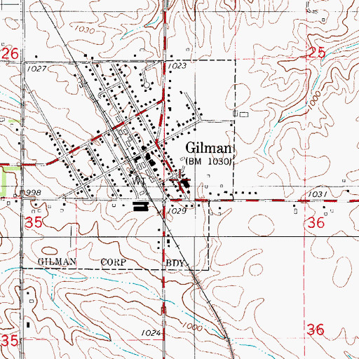 Topographic Map of East Marshall Middle School, IA