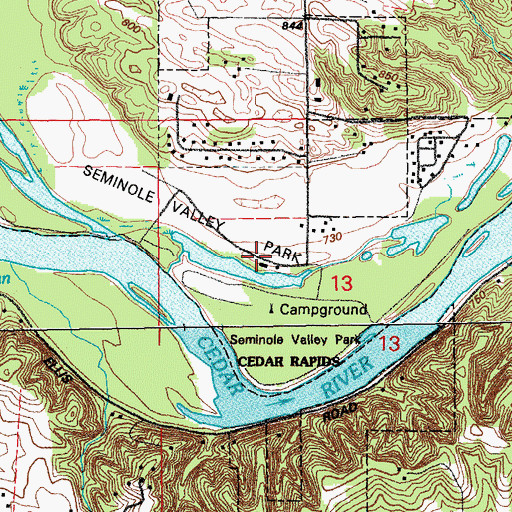 Topographic Map of Seminole Valley Park, IA