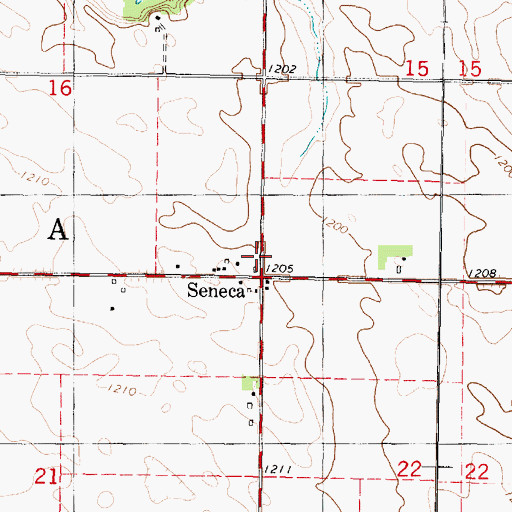 Topographic Map of Seneca, IA