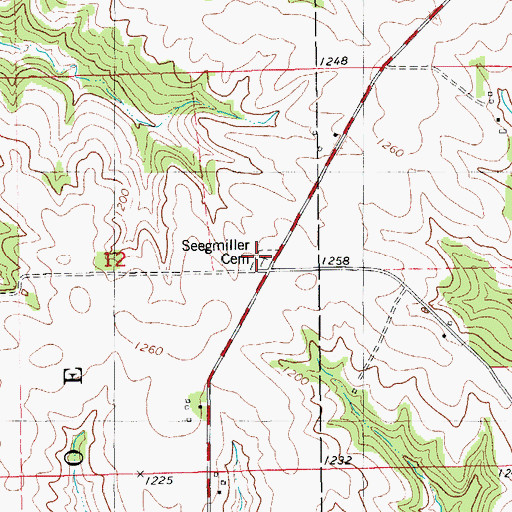 Topographic Map of Seegmiller Cemetery, IA