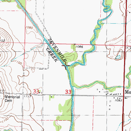 Topographic Map of Sevenmile Creek, IA