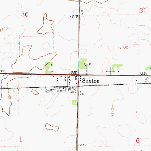 Topographic Map of Sexton, IA