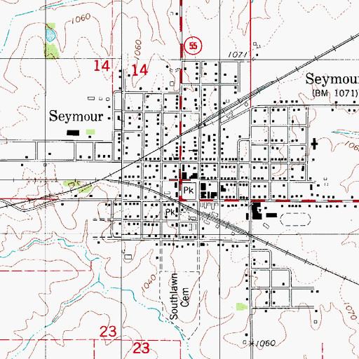 Topographic Map of Seymour, IA