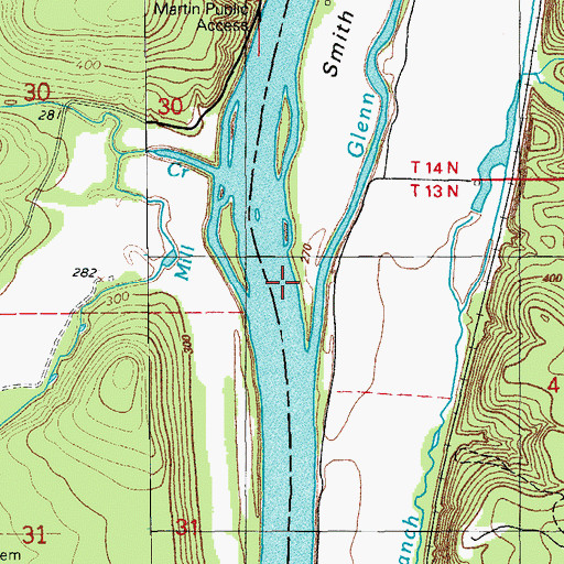 Topographic Map of Batesville Shoal, AR