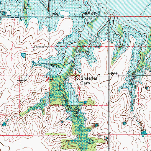 Topographic Map of Shaeffer Cemetery, IA
