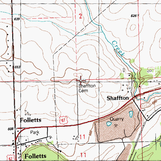 Topographic Map of Shaffton Cemetery, IA