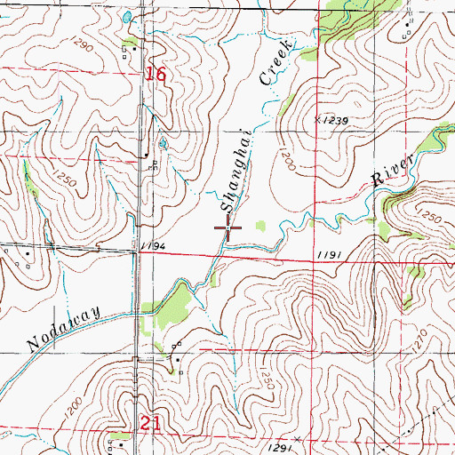 Topographic Map of Shanghai Creek, IA