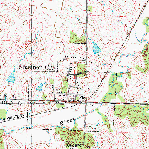 Topographic Map of Shannon City, IA