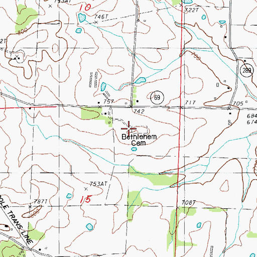 Topographic Map of Bathelhem Cemetery, AR