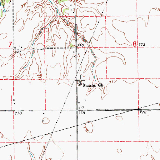 Topographic Map of Sharon Church, IA