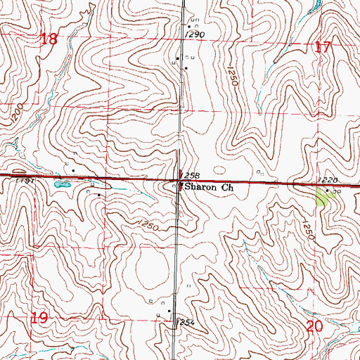 Topographic Map of Sharon Church, IA