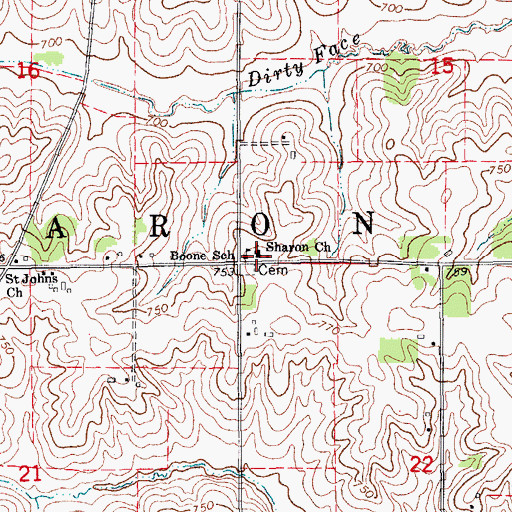 Topographic Map of Sharon Church, IA