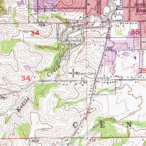 Topographic Map of Shaul Cemetery, IA