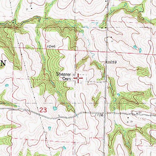 Topographic Map of Shearer Cemetery, IA