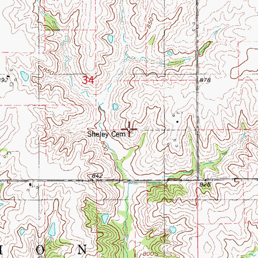 Topographic Map of Sheley Cemetery, IA
