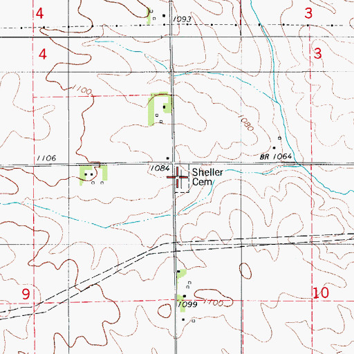 Topographic Map of Sheller Cemetery, IA