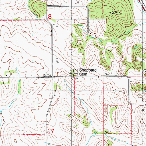 Topographic Map of Sheppard Cemetery, IA