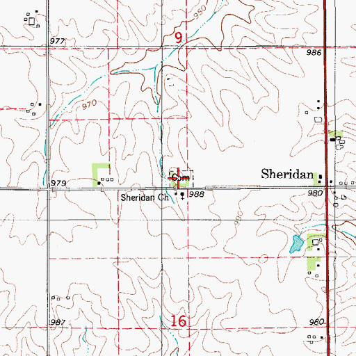 Topographic Map of Sheridan Cemetery, IA