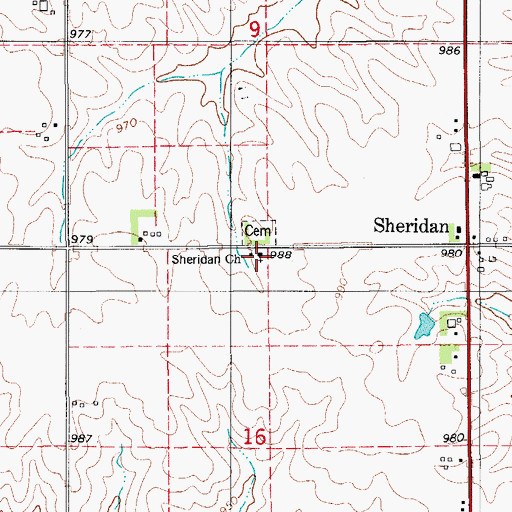 Topographic Map of Sheridan Church, IA