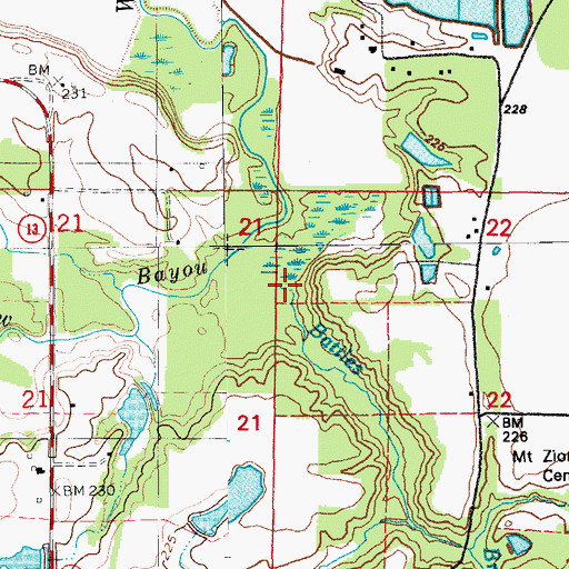 Topographic Map of Battles Branch, AR