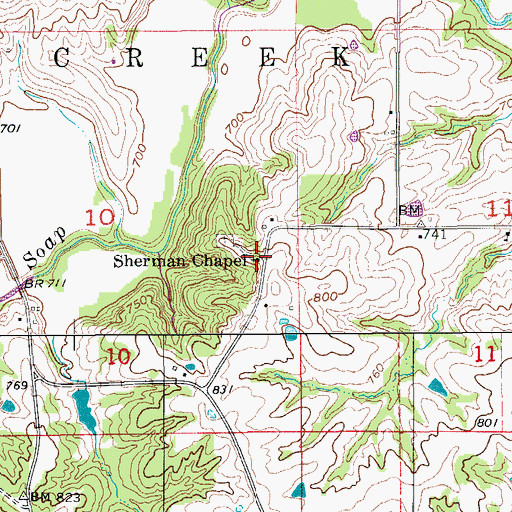 Topographic Map of Sherman Chapel, IA