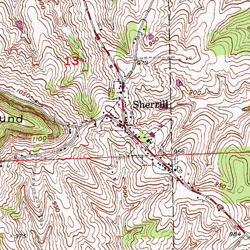 Topographic Map of Sherrill, IA