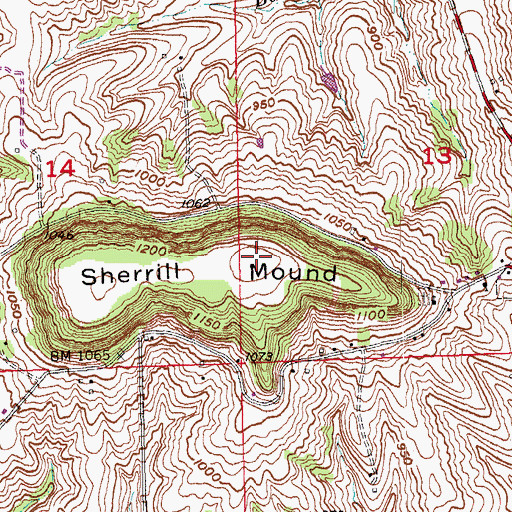 Topographic Map of Sherrill Mound, IA