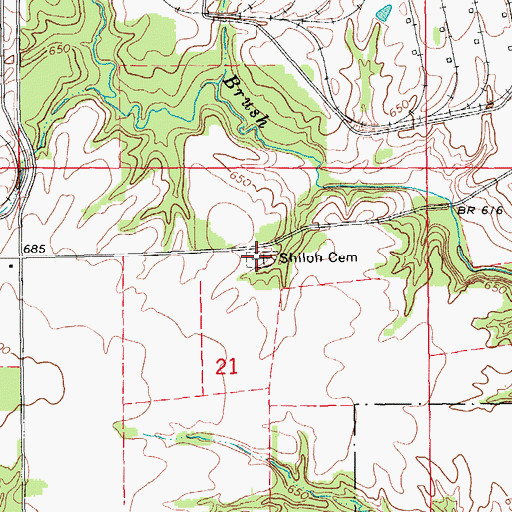 Topographic Map of Shiloh Cemetery, IA