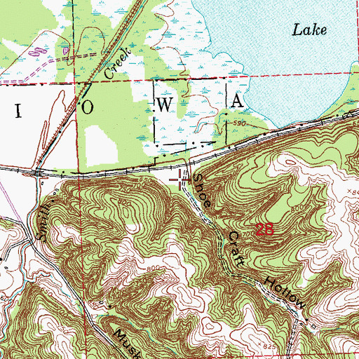 Topographic Map of Shoe Craft Hollow, IA