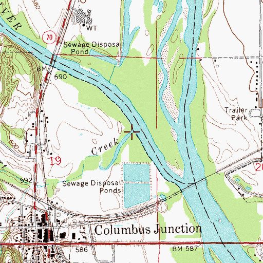 Topographic Map of Short Creek, IA