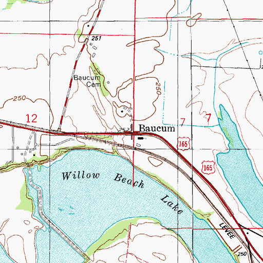 Topographic Map of Baucum, AR