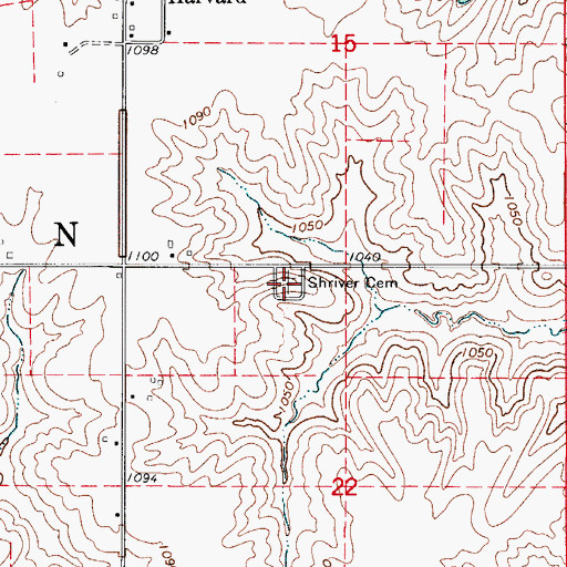 Topographic Map of Shriver Cemetery, IA