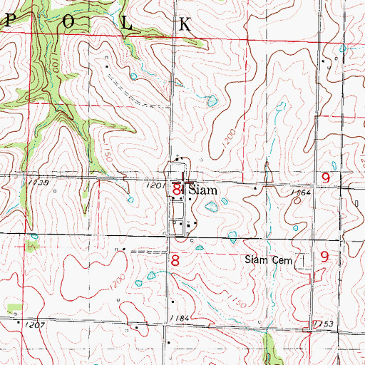 Topographic Map of Siam, IA