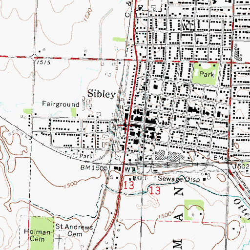 Topographic Map of Sibley, IA