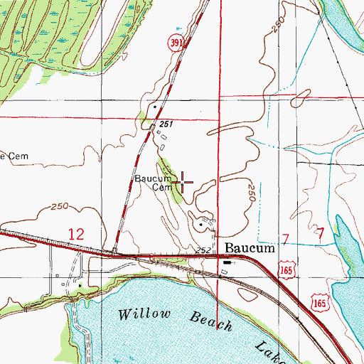 Topographic Map of Baucum Cemetery, AR