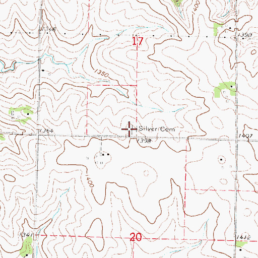 Topographic Map of Silver Cemetery, IA