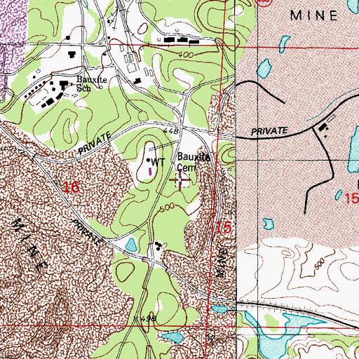 Topographic Map of Bauxite Cemetery, AR