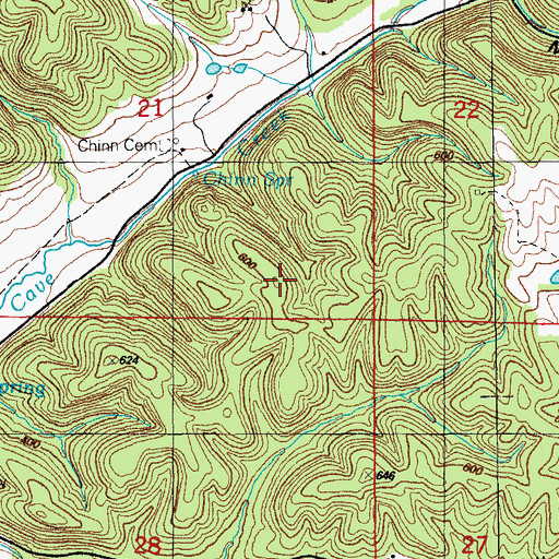 Topographic Map of Baxter Hill, AR