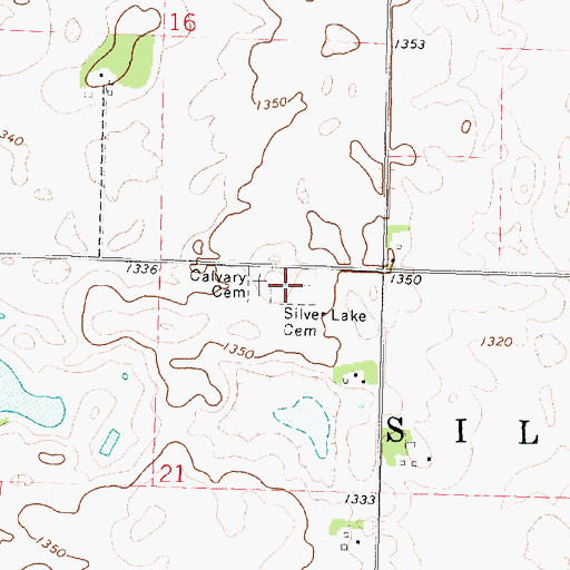Topographic Map of Silver Lake Cemetery, IA