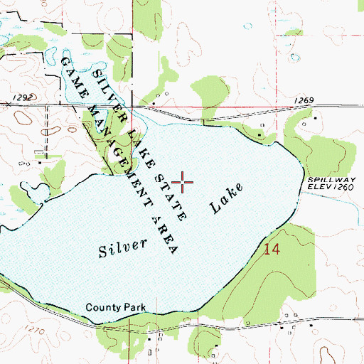 Topographic Map of Silver Lake Wildlife Management Area, IA