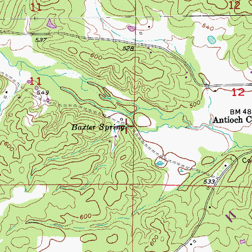 Topographic Map of Baxter Spring, AR
