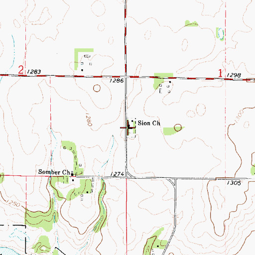 Topographic Map of Sion Church, IA