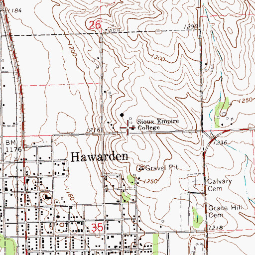 Topographic Map of Sioux Empire College, IA