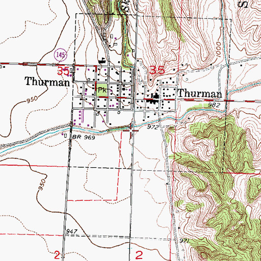 Topographic Map of Skunk Creek, IA
