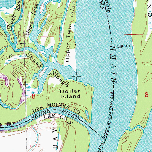 Topographic Map of Skunk Slough, IA