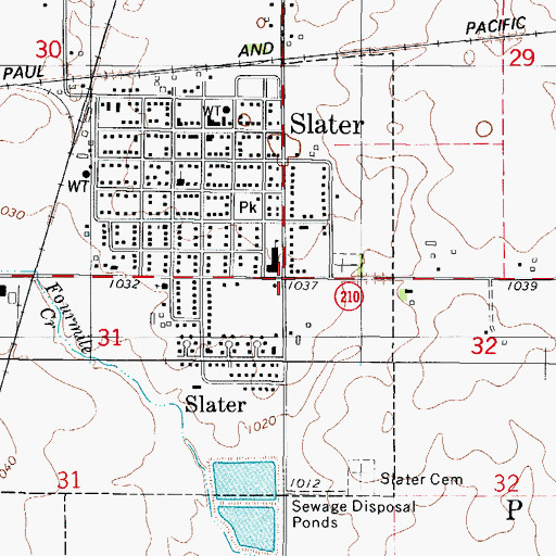 Topographic Map of Slater, IA