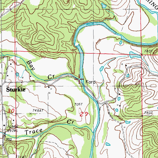 Topographic Map of Bay Creek, AR